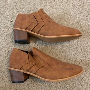 Faux suede booties. NEW.